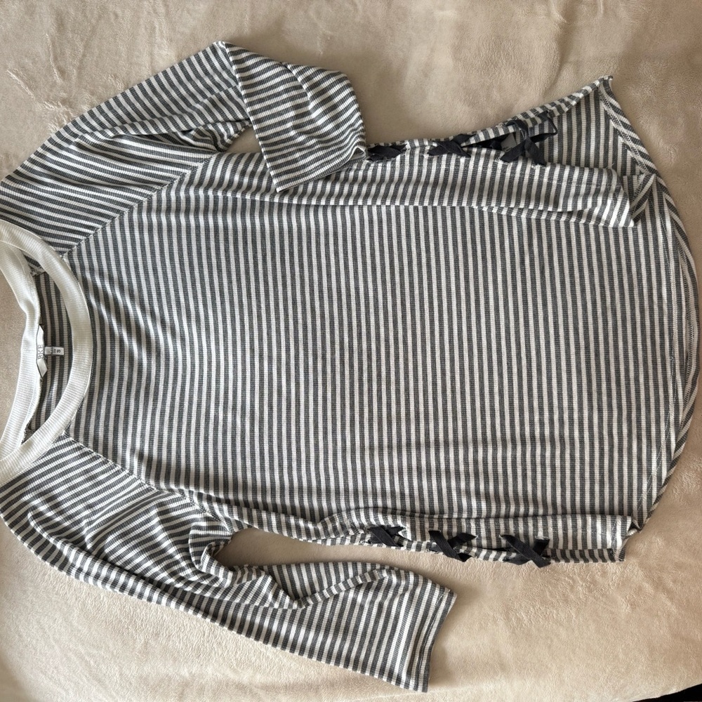 Striped Gray and White Women's Top